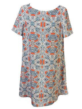 A colorful garment with alternating blue and orange patterns